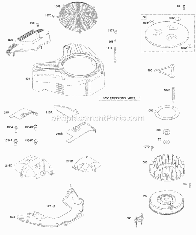 Blower Housing Flywheel Air Guides Diagram and Parts List for 613777-0113-E1  Briggs and Stratton Engine